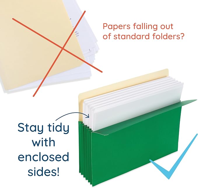 Blue Summit 10 Expanding File Pockets, Accordion File Folders Letter Size, 3.5” Expandable Pockets, Assorted Colors (Pack of 2)
