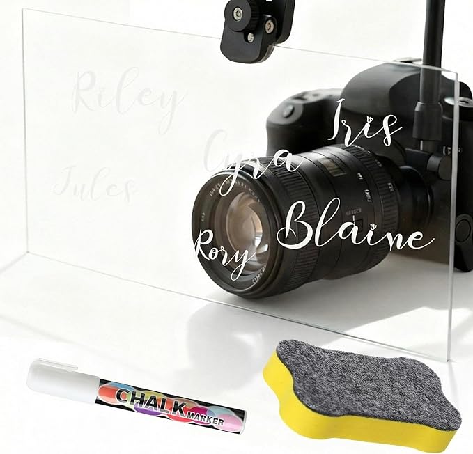 Ctosree 17 x 8 Inch Graduation Senior Sign Out Board Clear Acrylic Dry Erase Board Plexiglass Sheet for Lens Signing with Liquid Chalk Markers & Eraser for Signature Cinematography