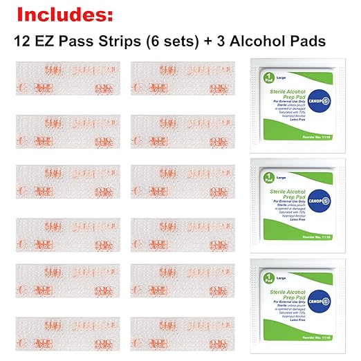 CANOPUS EZ Pass Mounting Kit – Dual Lock Reclosable Fastener Strips with Adhesive Backing (6 Sets, 12 Pieces) + 3 Cleaning Prep Pads – Tag Holder Tape for Toll Transponders