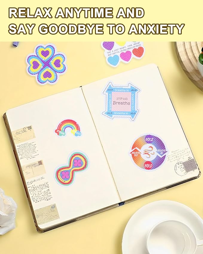 UCEC 120Pcs Calm Strips for Anxiety Sensory Stickers, Diamonds Textured Sensory Strips 12 Patterns Tactile Fidget Tool for Teens & Adults