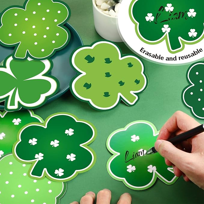 Blulu Shamrocks Clover Cutouts for Classroom Bulletin Board Decorations Large St. Patrick's Day Shamrock Paper Cutouts with Adhesive Dots for School Office Ireland Party Supplies, 5.9x5.9 Inch(80 Pcs)