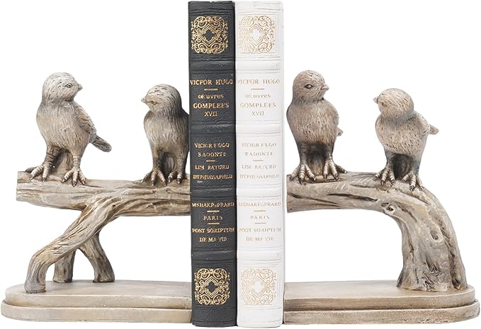 Decorative-Bookends Birds Book-Ends Heavy Duty - Unique Book Ends to Hold Books Heavy Duty Antique Book Stoppers for Shelf Office Desk Books Stand Organizer 2.3 LBS 4.75 * 4 * 6 in Newman House Studio