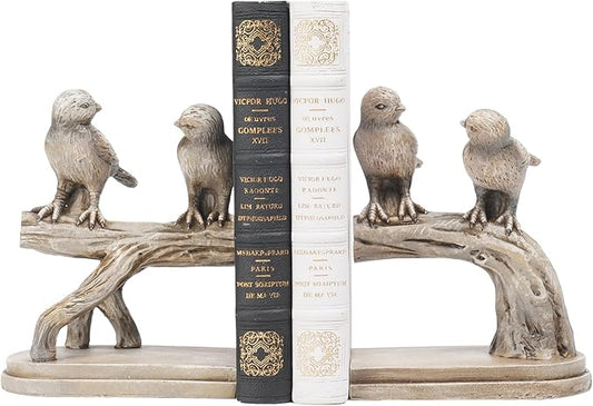 Decorative-Bookends Birds Book-Ends Heavy Duty - Unique Book Ends to Hold Books Heavy Duty Antique Book Stoppers for Shelf Office Desk Books Stand Organizer 2.3 LBS 4.75 * 4 * 6 in Newman House Studio