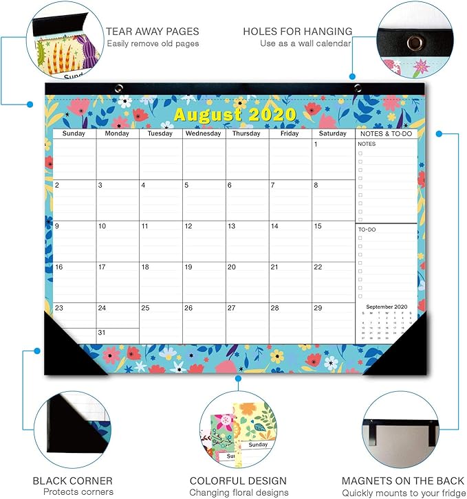 January 2026 to June 2027 Desk Calendar 2026-2027, Large Monthly 18 Months Academic Planner 17.3" x 13.2'' Floral Design with Magnets for Fridge by FFN