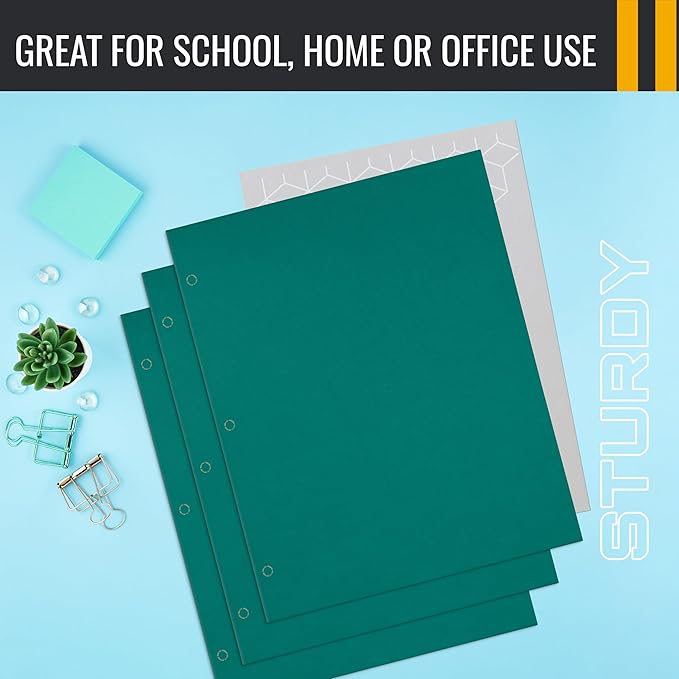 Better Office Products Two Pocket Portfolio Folders, 50-Pack, Teal, Letter Size Paper Folders, 50 Pieces, Teal