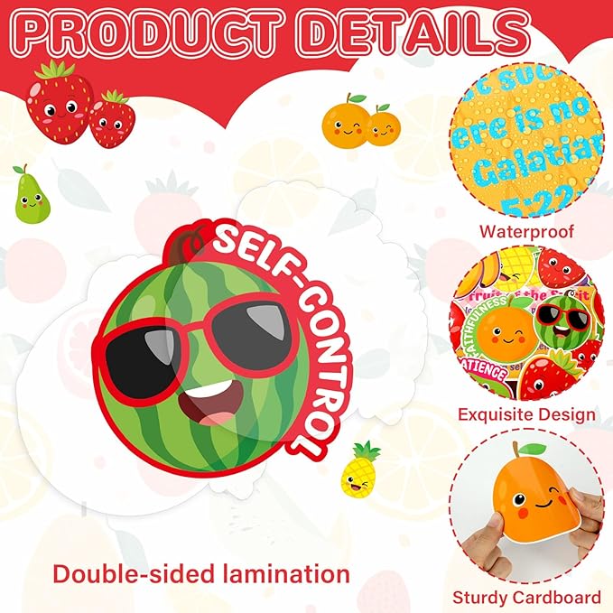 Fruit of The Spirit Bulletin Board Set VBS Vacation Bible School Paper Cutouts Back to School Classroom Decorations Wall Tree Decor for Sunday School Christian Nursery Chalkboard Door Teacher Supplies
