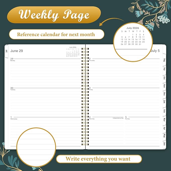 Planner 2026-2027 - Academic Planner 2026-2027, Planner Weekly and Monthly, Jul 2026 - Dec 2027, 8.5" x 11" Planners Calendar with Tabs & Pocket, Flexible Cover, Twin-Wire Binding