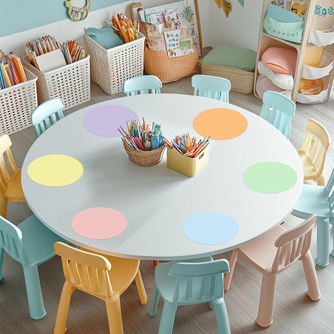 Ireer 12 Pcs 13 '' Dry Erase Dots for Classroom Table Classroom Decor Boho Colorful Stickers for Whiteboard Wall Decor Removable Dry Erase Circles for School Teacher Supplies(Fresh,Pastel Color)