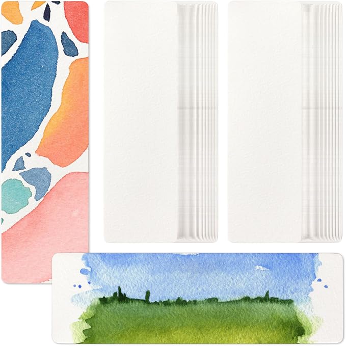 100 PCS Watercolor Paper Blank Bookmarks 2x6.5 Inch White 140lb Cotton Water Color Paper Bookmark Blanks Cardstock DIY Blank Bookmarks Making Kit