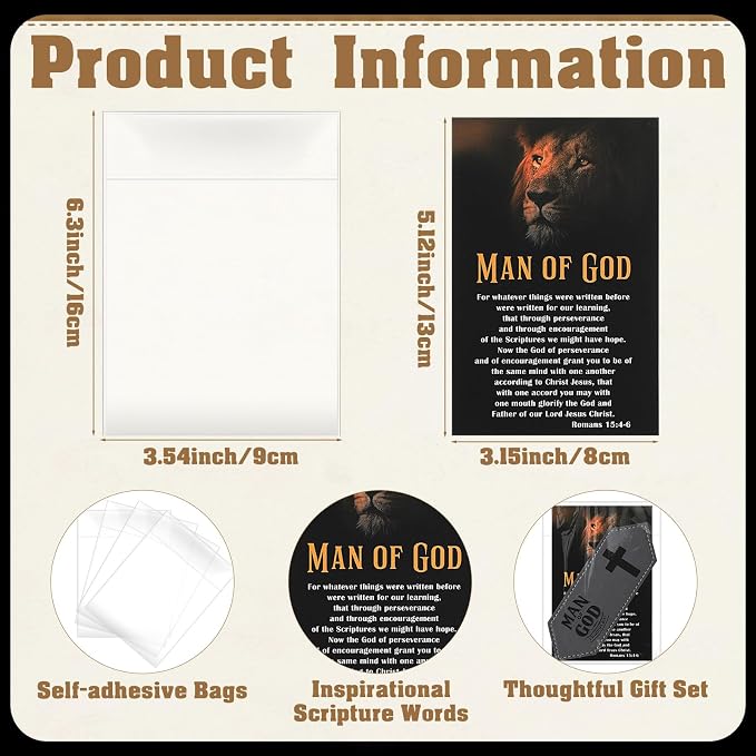 Colarr 36 Sets Christian Gifts for Men, Man of God Magnetic Leather Bookmarks with Bible Verse Cards & OPP Bags, Religious Gifts for Father's Day, Church, Pastor, Priest, BibleStudy (Magnetic)
