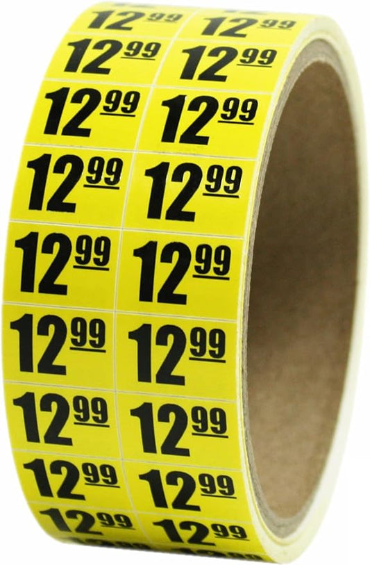 $12.99 In-Store Use Bright Yellow Labels - 3/4" x 1/2" - Roll of 1000 #MSLW3412