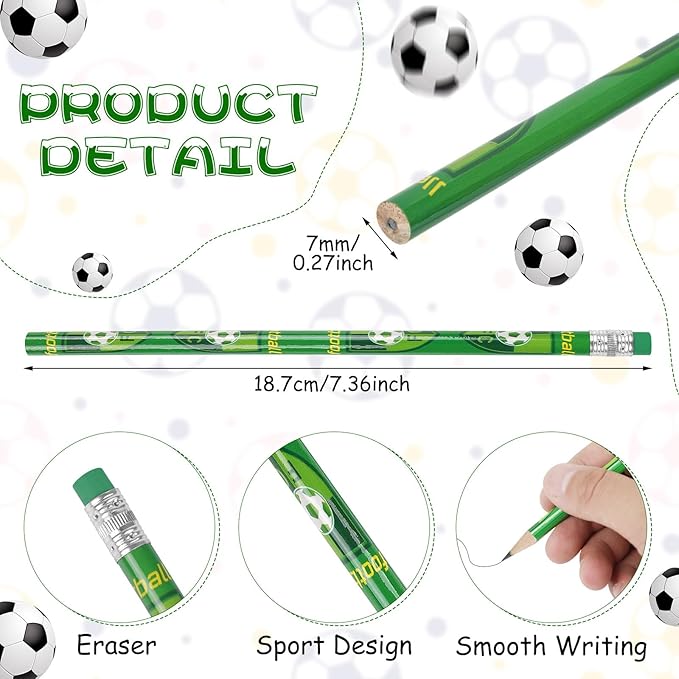 CCINEE 48 Pack Football Pencils For Kids,Fun Sport Soccer Pencils Bulk For Students Football Birthday Party Favors Easter Basket School Classroom Prizes Gift Stationery