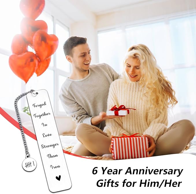 6 Year Anniversary Iron Gifts for Him Her Iron Gifts for 6th Anniversary Bookmark for Women Men 6th Valentines Day Gift from Wife Husband Boyfriend Girlfriend Couples Wedding Sixth Anniversarys