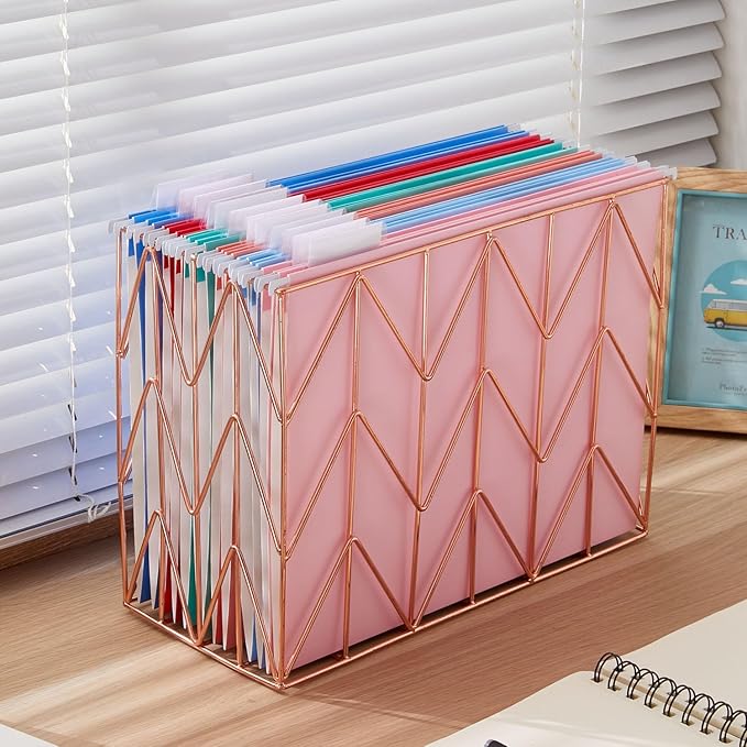12 Pack Hanging File Folder Letter Size Reinforced Hanging Folders with 1/5-Cut Adjustable Tabs File Folders for Filing Cabinet Organizer for Office Home,Vitality Color