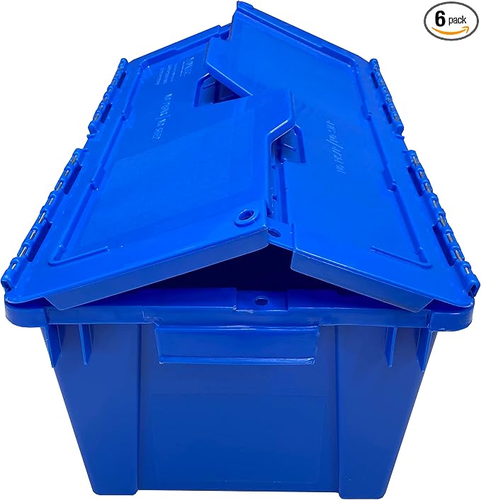 Storage Bind With Lids, 6 Pack, Blue, Stackable Storage Bin, Heavy Duty Capacity, Design And Stackable Organization, For Home, Office, Dorm Or Utility Organization, Closet Space Saving Crate