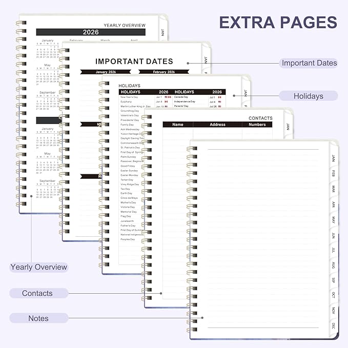 2026 Planner, Weekly and Monthly Calendar Academic Planning Book, Jan 2026 - Dec 2026, Agenda Calendar Planner for Office Supplies and Desk Accessories - A5 (6.3" x 8.5") (Mountain Mist)