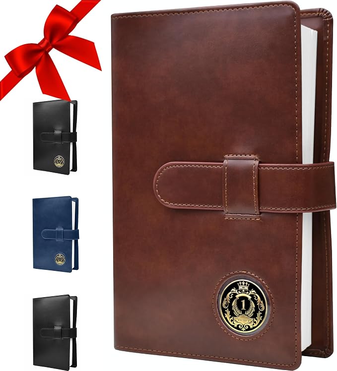 GALILEO® Single AA Big Book Cover | PU Leather AA Book Covers for Hardcover | Medallion Holder | AA Gift | Alcoholics Anonymous | Premium Design (Plain/Coin Pocket/Brown)