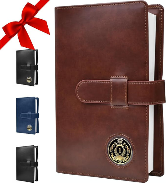 GALILEO® Single AA Big Book Cover | PU Leather AA Book Covers for Hardcover | Medallion Holder | AA Gift | Alcoholics Anonymous | Premium Design (Plain/Coin Pocket/Brown)