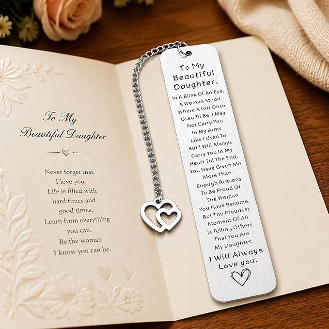 Inspirational Daughter Bookmark Graduation Gifts, to My Daughter 16th 18th 21st Birthday Gift for Daughters from Mom Dad, Book Accessory for Book Lovers, Girls Dorm Room Essentials Back to School