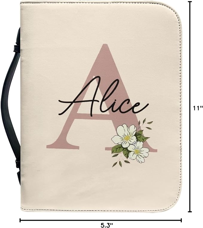 Personalized Bible Cover with Name, Custom Bible Cover Case for Women Girls, Large Capacity Scripture Bag with Handle