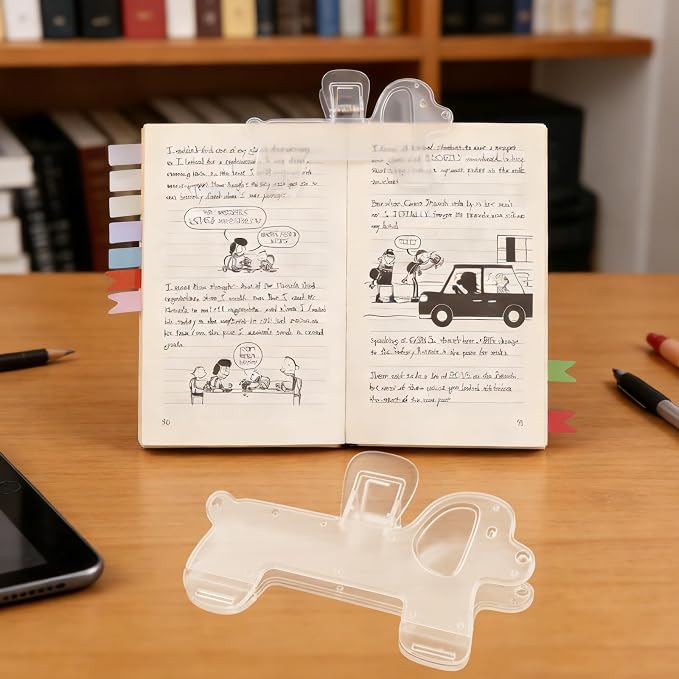3 Pcs Book Clips,3 Colors Strong Page Holders for Reading,Portable Book Openers,Practical Book Page Markers for Teachers,Students,Office,and Home(Dog)