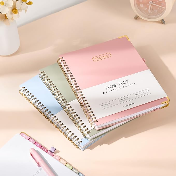 Forvencer Academic Planner 2026-2027, Hardcover Calendar Planner Weekly & Monthly, July 2026 - June 2027, 8.5" x 11", Daily Agenda with Tabs, College School Organizer for Student Teacher, Muted Purple