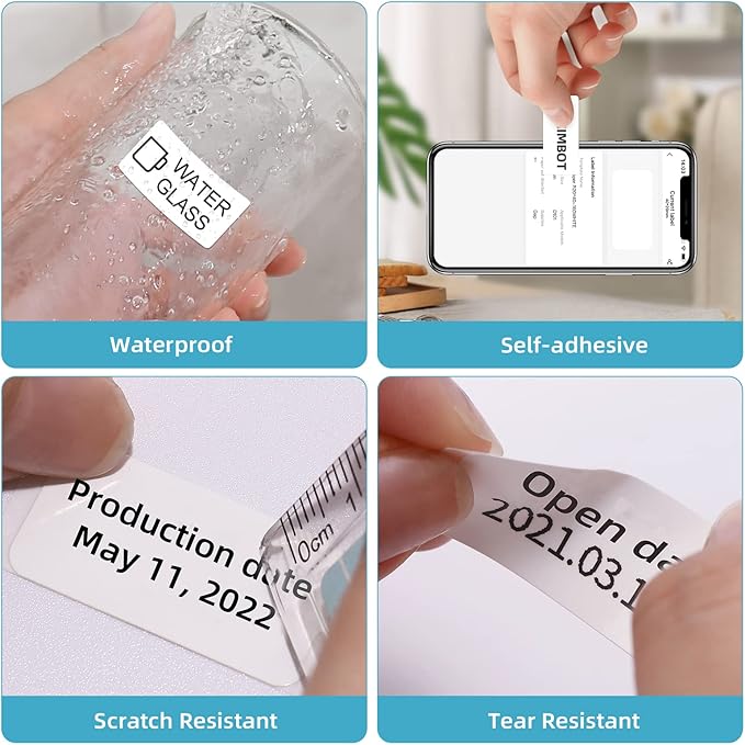 NIIMBOT D101 Label Maker Tape D101 Adapted Label Print Paper, Self-Adhesive Labeling Tape Replacement 25 X 100 mm Thermal Label Tape for Home Office, 65 Labels/Roll, White