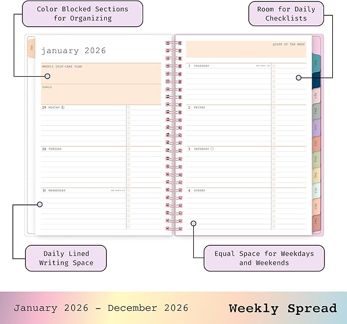Blue Sky WAAV Planning Calendar Notes, Gloria, Weekly/Monthly Layout, Safety Wirebound (Laura- 2026, 5.875" x 8.625")