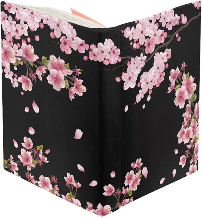 Dreaweet Cherry Blossoms Book Covers for Textbooks Hardcover Books,Green Paperback Book Cover Protector Stretchable Washable Book Sleeves for Women Book Lover