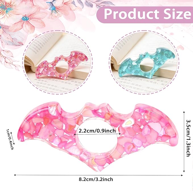 2 Pcs Thumb Book Page Holder Bat Resin Book Page Holder Bookmark Reading Accessories for Book Lovers Transparent Book Opener Holder Bookmarks Gifts for Books Lovers Readers Students Teachers Bookworm