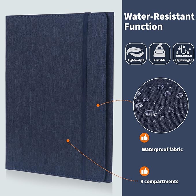 Trifold Planner Cover for Rocketbook Smart Notebook | Fits Letter Size/A4/8.5x11 Inch | Waterproof Portfolio Organizer with File Storage & Accessory Protection (Blue)
