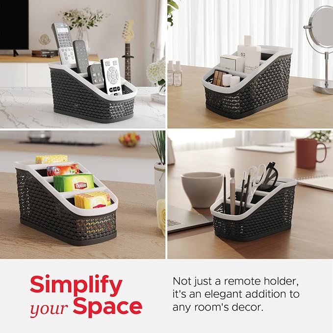 Remote Control Holder (Set of 2) Remote Caddy, TV Remote Control Organizer, 4 Compartment Remote Keeper Storage, Remote Organizer for Table, Desktop
