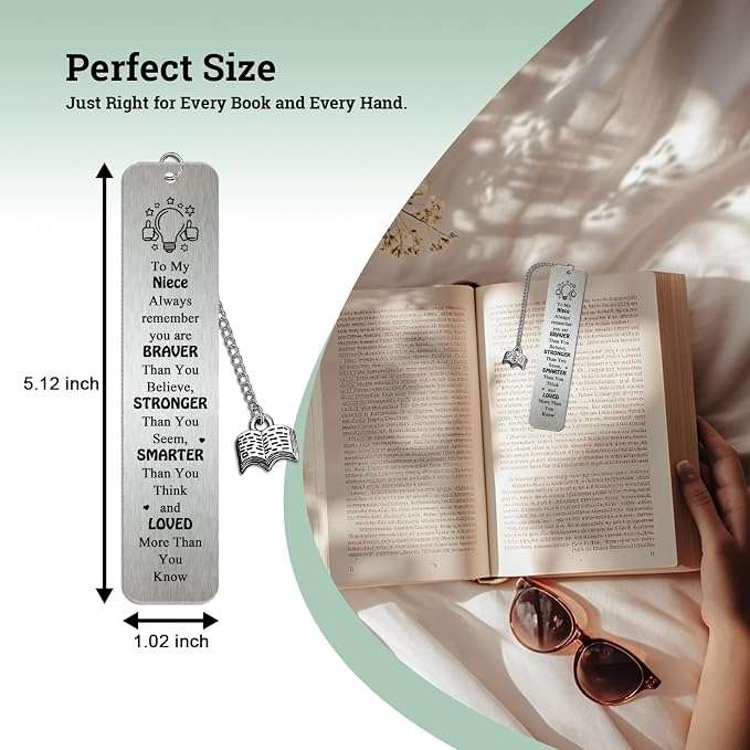 Nieces Gifts from Auntie, Niece Bookmark from Aunt Inspirational Bookmarks for Adult Niece Teen Girls Christmas Gifts