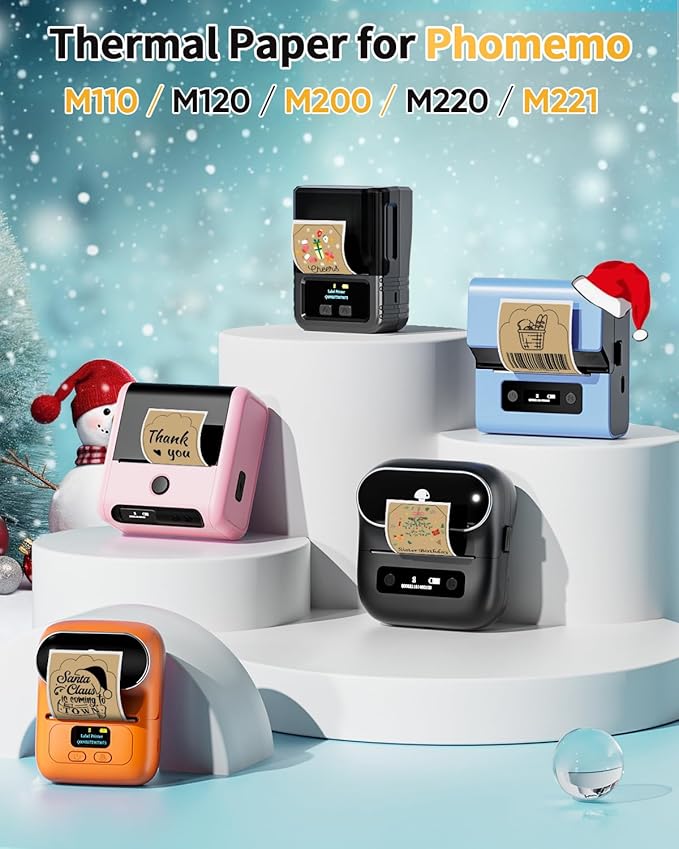 Phomemo M110 Labels, Golden for Phomemo M110/M100/M250/M220/M108/M120 Label Maker, with Festival Pattern Series, 1.96"*3.14"(50 x 80mm), Self Adhesive Gold Thermal Labels,3Roll
