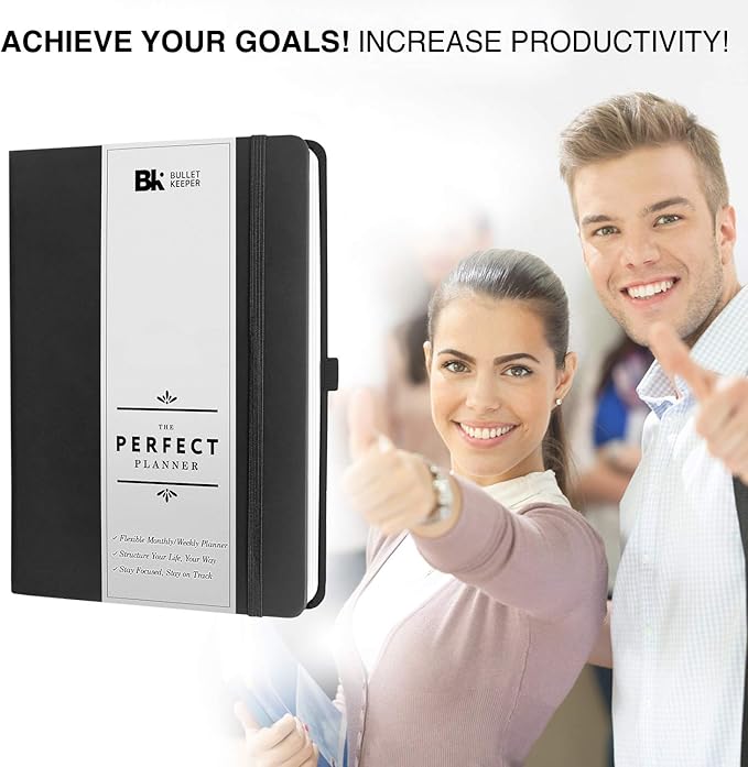 BK UNDATED Yearly Weekly/Monthly Planner 2026-27 Daily Planner Agenda & Personal Organizer to Increase Productivity, Academic Planner w/Sticker Set. A5 (5.8 x 8.3) - Black Hardcover