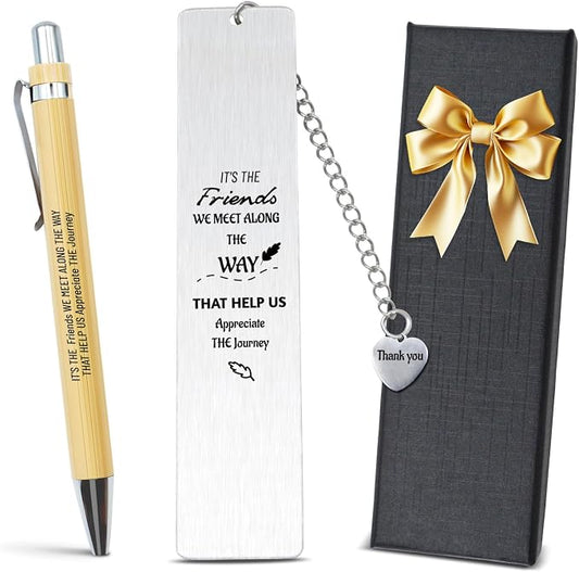 Book Lovers Inspirational Gift Set – Metal Bookmark for Women, Xmas Gifts for Friends, Employee Christmas Gifts, Unique Gifts for Female Coworkers, Sister Appreciation Gifts