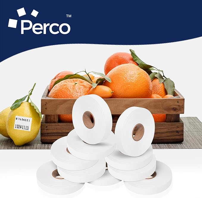 Perco White Pricing Labels for Monarch 1115 Price Gun - 10 Rolls, 15,000 Price Marking Labels - with Bonus Ink Roll