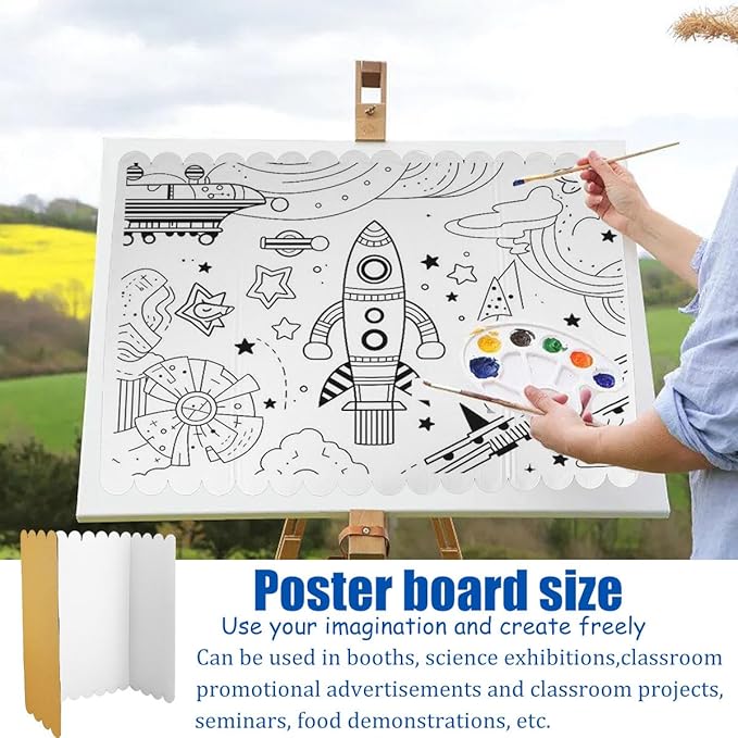 4 Pack Science Fair Boards Foldable Corrugated Cardboard Trifold 24 x 16 Inches Project Boards Poster Boards for Science Fairs, Business Presentations, Event Displays