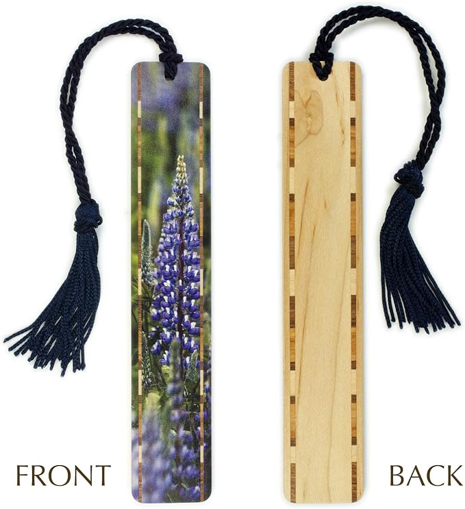Blue Lupine Wildflowers Wooden Bookmark | Nature Photography by Mike DeCesare | Botanical Gift for Flower Lovers, Plant Lovers, Nature Lovers & Gardeners | Handmade in the USA