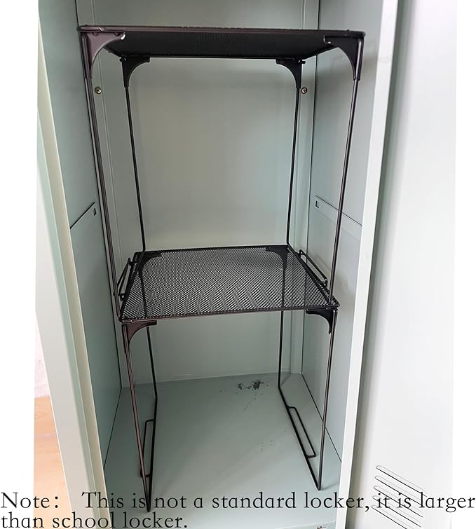 Svartur Locker Shelf for School Locker, Stackable Locker Shelves for Locker Decoration, Tall Locker Organizer Shelf for Work, Back to School Essentials Locker Accessories, Pack of 2, Black