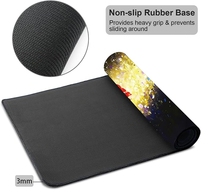 Mouse Pad Gaming Mousepad 31.5x11.8 Inch XXL Large + Coasters,Desk Mat with Stitched Edges, Non-Slip Rubber Base, Thick Mouse Pad for Computer, Laptop, Office & Home - Glitter Rose Flower