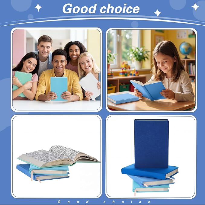 Gilprop 6 Pack Stretchable Book Covers 6-9 Inch Colored Fabric Reusable Book Protector Sleeve for Hardcovers Textbook Protection Supplies(Blue)