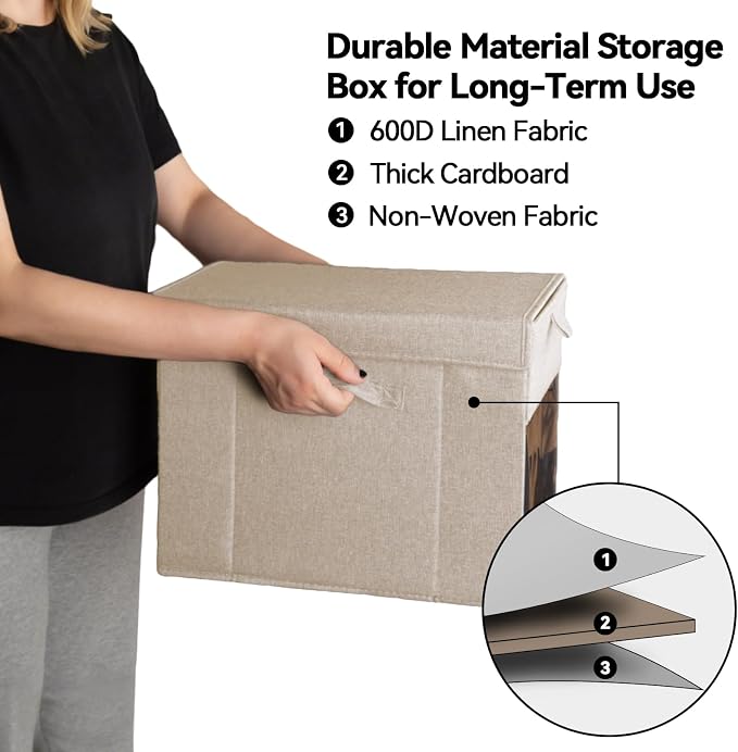 2 Pack Comic Book Storage Box with Lid for Modern Age, Collapsible Magazine Organizer with Clear Window, Beige