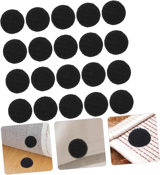 GLEAVI 20pcs Double-Sided Adhesive Hook and Fasteners for Carpet Gripper and Wall Mounting Strong Non-damaging Tapes for Use