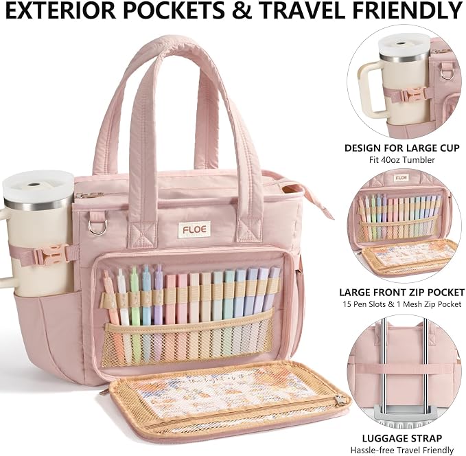 Large Bible Bag w/Bible Cover Case for Women, Puffer Bible Tote Bag Quilted Church Bag Carrying Case w/Shoulder Strap, Bible Study Supplies Journaling Kit Accessories Women Christian Mothers Day Gifts