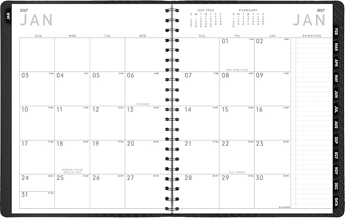 AT-A-GLANCE 2027 Appointment Book Planner, Weekly & Monthly, 8.25" x 11", Half-Hourly, Contemporary, Charcoal (70950X4527)
