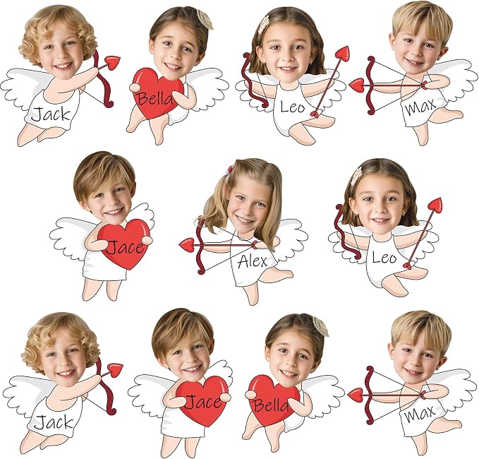 60pcs Valentine's Day Cupid Cutouts Happy Valentine Classroom Bulletin Board Decoration Cupid Photo DIY Craft Cutouts Valentines Day Decorations for Home School Office Wall Door Party Supplies