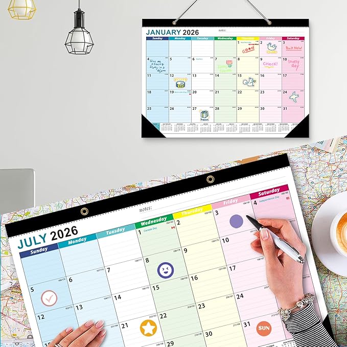 2026 Desk Calendar, AgePlace Wall Calendar 2026-2027 Covers January 2026 to June 2027, 17" X 12" Large Size With Holidays, Desktop Monthly Calendar for Home Classroom School & Office Or teacher Gifts
