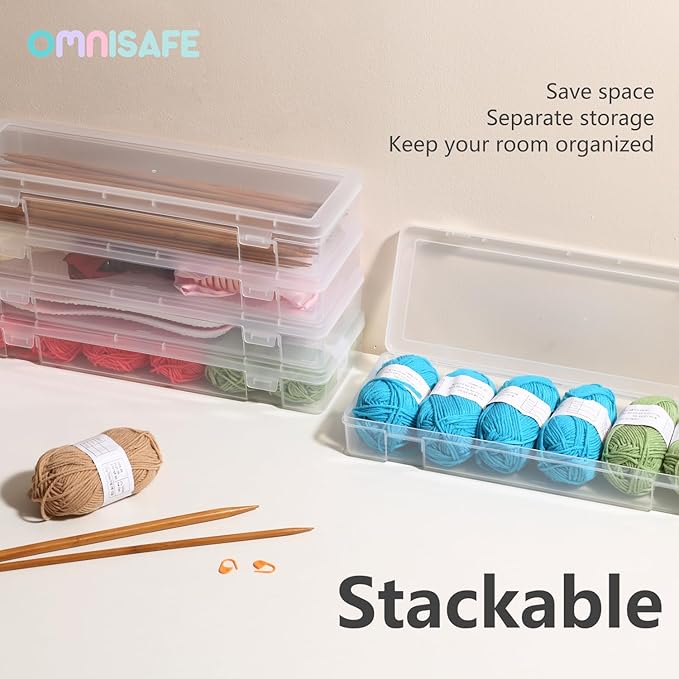 6 Pack Large Plastic Hobby Art Craft Organizer,Clear Plastic Storage Containers with Latching Lid, for Pencil Box, Lego, Crayon