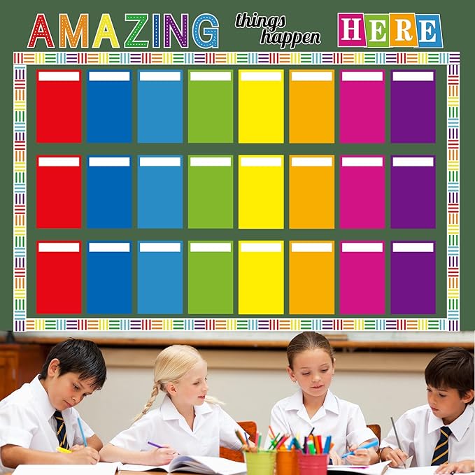 Student Work Display Bulletin Board Decoration Set Colorful Wow Works Display Cutouts Amazing Thing Happen Here Classroom Decor for Teacher Student Back to School Motivational Chalkboard Wall Supplies